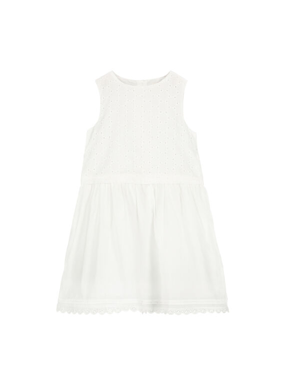 Vestido de algodón de color blanco para niña FAROROB3 / 19S901S3ROB001