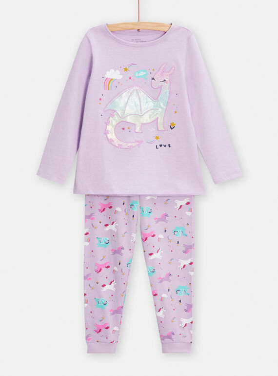Pijama violeta con estampado de dragón para niña TEFAPYJDRA / 24SH1142PYJ320