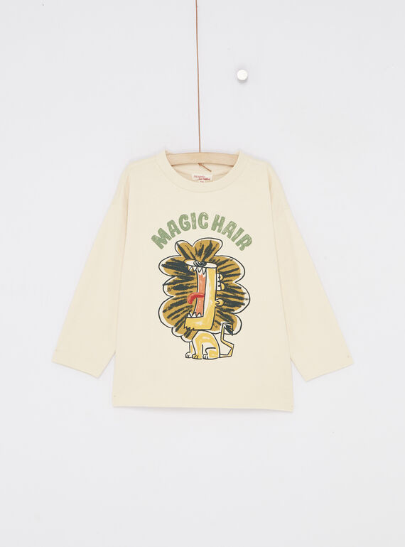 Camiseta crema de manga larga para niño SOKYOTEE1 / 23W902I5TMLA002