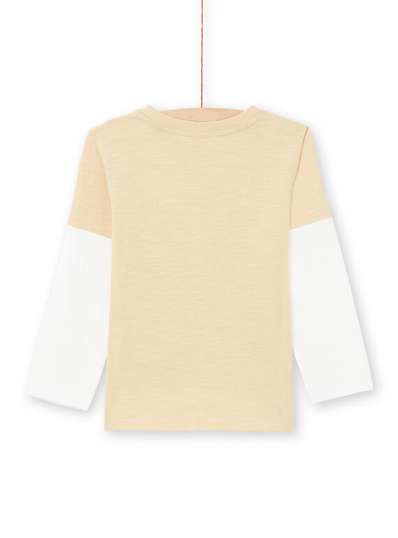 Camiseta de manga larga de color beige y crudo con estampado de fantasía para niño MOCOTEE1 / 21W902L1TMLA006