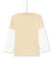 Camiseta de manga larga de color beige y crudo con estampado de fantasía para niño MOCOTEE1 / 21W902L1TMLA006