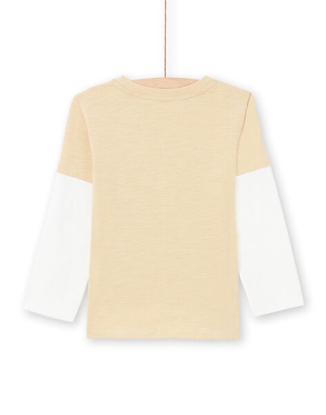 Camiseta de manga larga de color beige y crudo con estampado de fantasía para niño MOCOTEE1 / 21W902L1TMLA006
