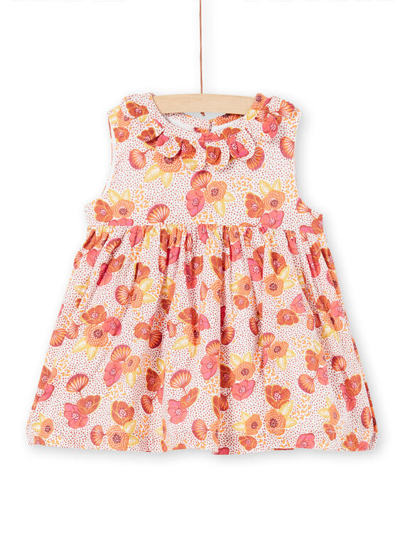 Vestido rosa, crudo y amarillo con estampado floral y lunares LITERROB2 / 21SG09V1ROB001