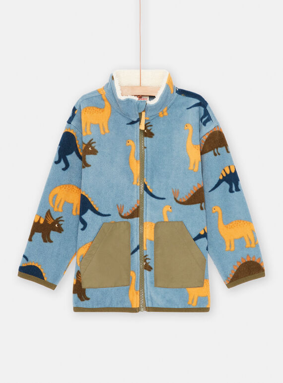 Cárdigan de forro polar azul con estampado de dinosaurios para niño SOJOGITEK2 / 23W902M1GILC201