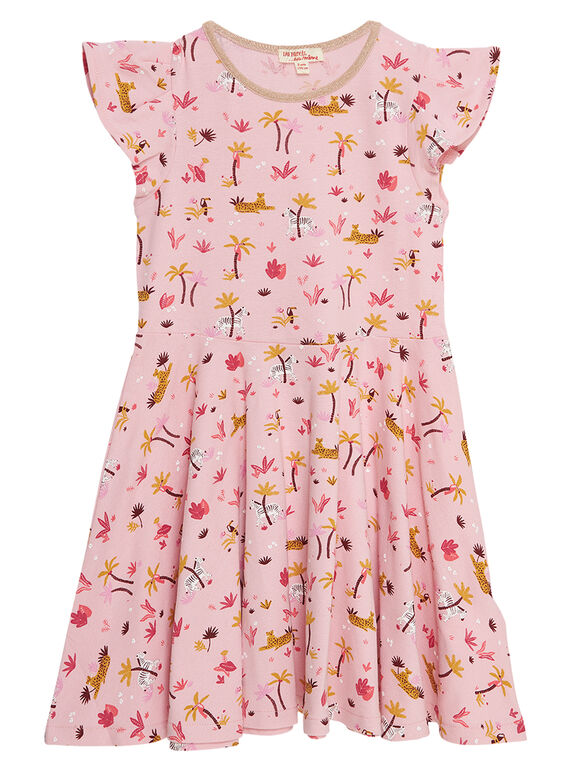Vestido de manga corta con estampado vegetal y animal de algodón de piqué JADUROB5 / 20S901O4ROB321