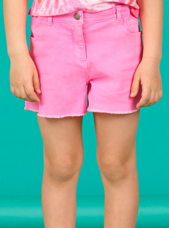 Short rosa flúor con efecto desteñido para niña LABONSHORT1 / 21S901W2SHOD311