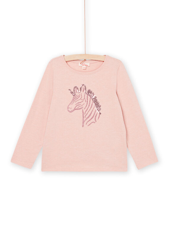 Camiseta rosa de manga larga con dibujo de cebra PAJOYTEE2 / 22W901D1TMLD314