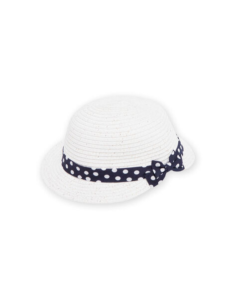 Sombrero de color crudo con lazo de lunares para bebé niña NYISOCHA1 / 22SI09Q1CHA001