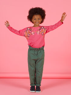 Pantalón paperbag de color caqui de twill para niña MAKAPANT / 21W901I1PAN626