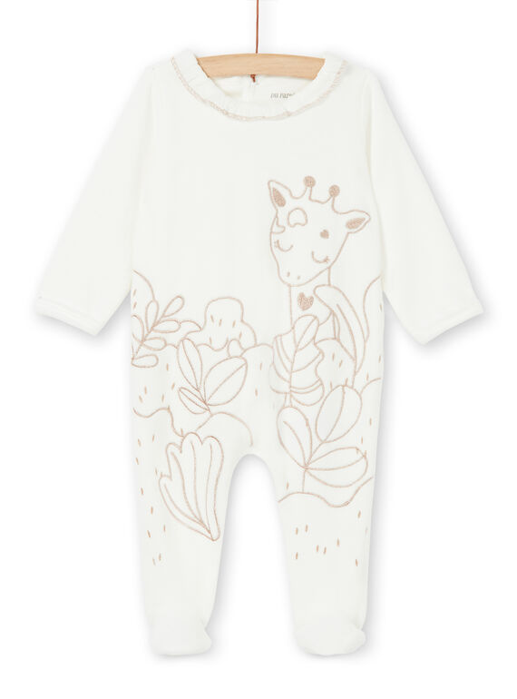 Pelele de terciopelo de color crudo y dorado, para bebé niña LEFIGREGIR / 21SH135BGRE001