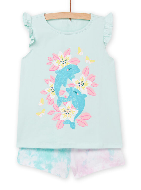 Pijama azul hielo y rosa para niña NEFAPYJDOL / 22SH11H4PYJ219