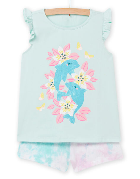 Pijama azul hielo y rosa para niña NEFAPYJDOL / 22SH11H4PYJ219