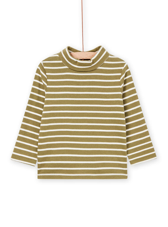 Jersey fino de color crudo y verde de rayas PUJOSOUP1 / 22WG10C4SPLG604