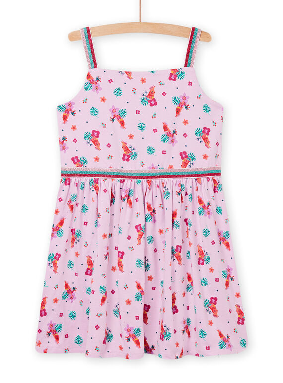 Vestido con estampado floral y de pájaro lila para niña NAWAROB4 / 22S901V3ROBH700