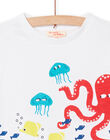 Camiseta blanca con estampado de fondo marino para niño NOFICTI2 / 22S902U5TMC000