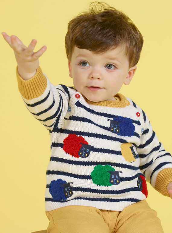 Jersey de color crudo y azul marino de rayas para bebé niño MUMIXPUL / 21WG10J1PUL001