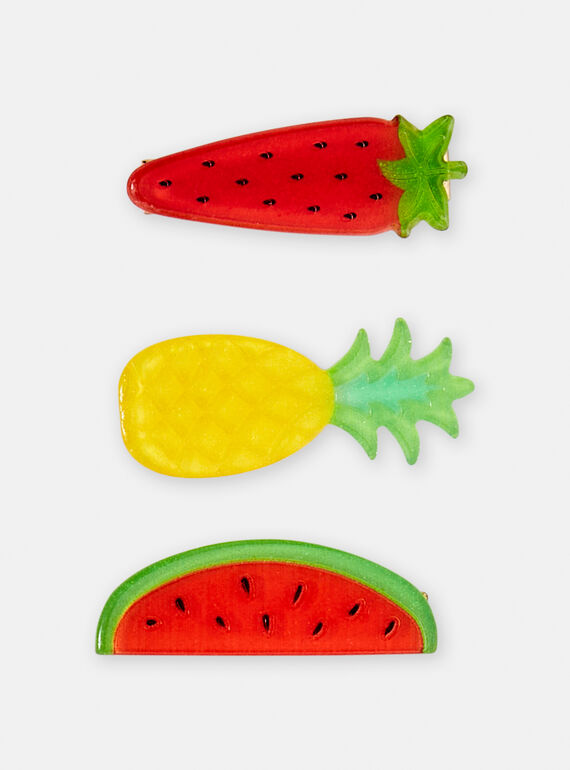 3 pinzas con estampado de frutas para niña TYAJOCLIC3 / 24SI01E6BRTK008