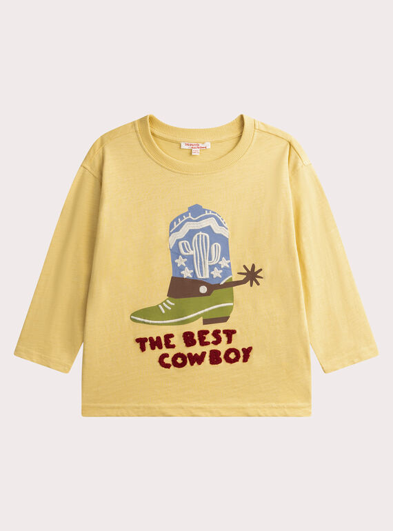 Camiseta de manga larga con animación de vaquero amarillo pálido WOLANTEE2 / 25S90241TMLB102