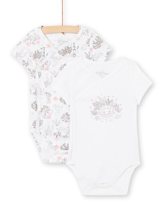 Pack de 2 bodis blancos para recién nacido niña LOU2BOD2 / 21SF03I1BOD000
