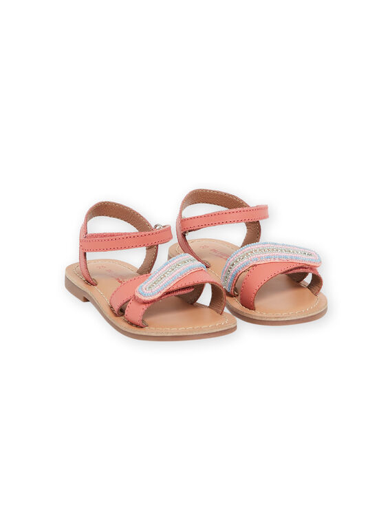 Sandalias de piel de color coral RASANDVELC / 23KK3568D0E415