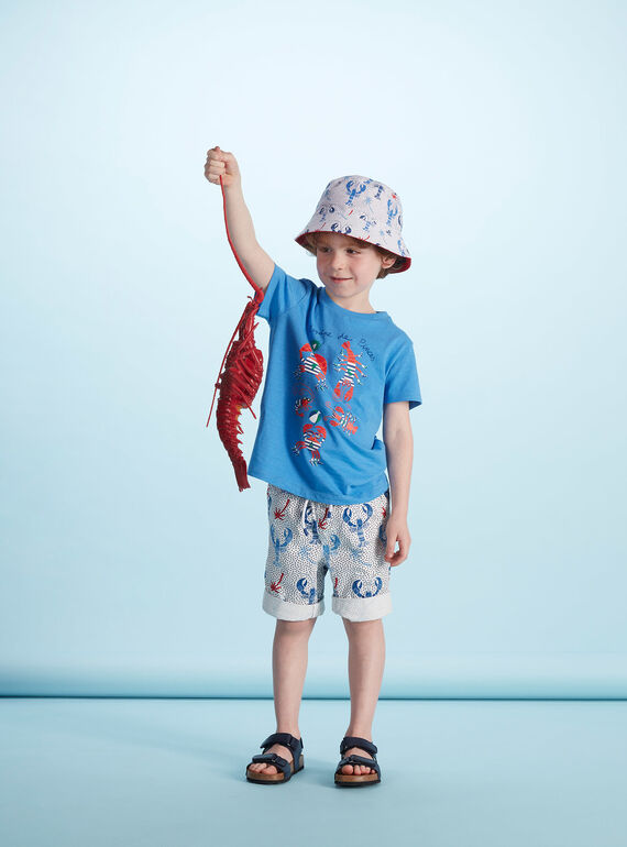 Camiseta de manga corta de color azul con estampado de cangrejos para niño JOCEATI3 / 20S902N6TMC201