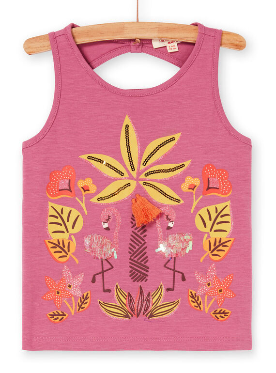 Camiseta de tirantes, estampado de flamencos y palmeras con bordados LATERDEB2 / 21S901V2DEB322