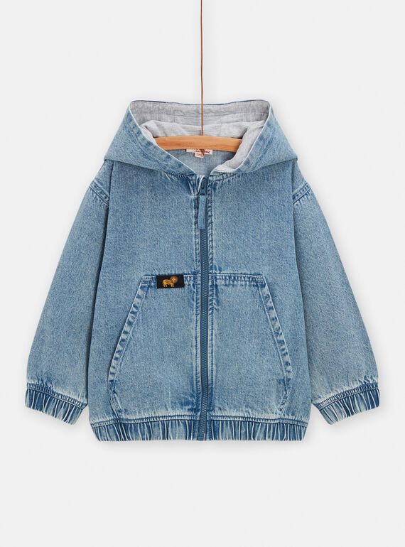 Cárdigan azul denim claro con capucha para niño TOCRIGIL2 / 24S902L2GILP274