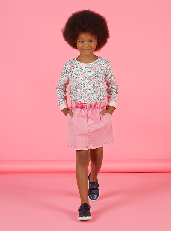 Falda vaquera de color rosa para niña MAKAJUP1 / 21W901I1JUPD305
