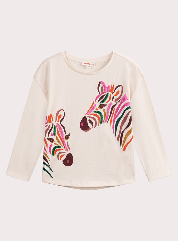 Camiseta color crudo con animación de cebra para niña VAKOTEE1 / 24W90134TML114