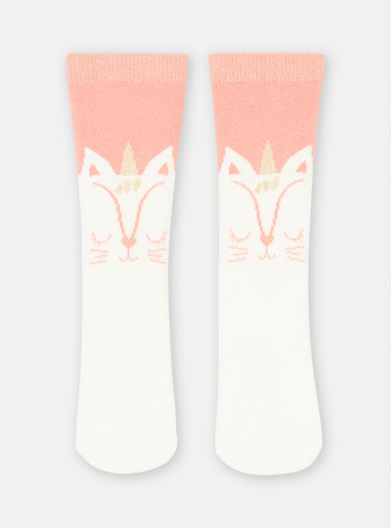 Calcetines de color salmón y blanco para niña SYADUCHO / 23WI01N1SOQ401