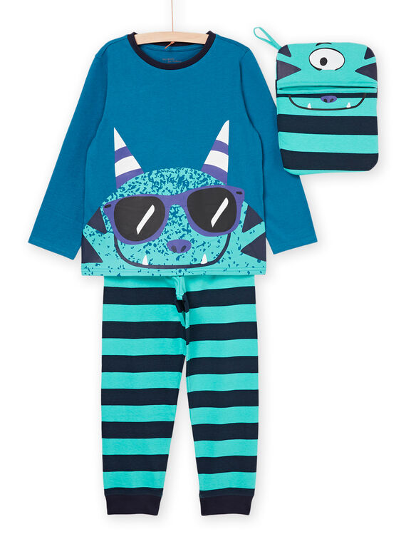Pijama largo con estampado de monstruo 3 prendas PEGOPYJMAN1 / 22WH1261PYG714