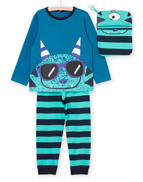 Pijama largo con estampado de monstruo 3 prendas PEGOPYJMAN1 / 22WH1261PYG714