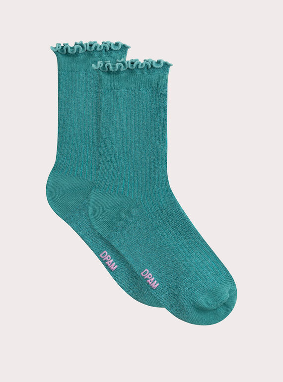 Calcetines turquesas con lentejuelas para niña VYAJOSCHO5 / 24WI01H3SOQ215