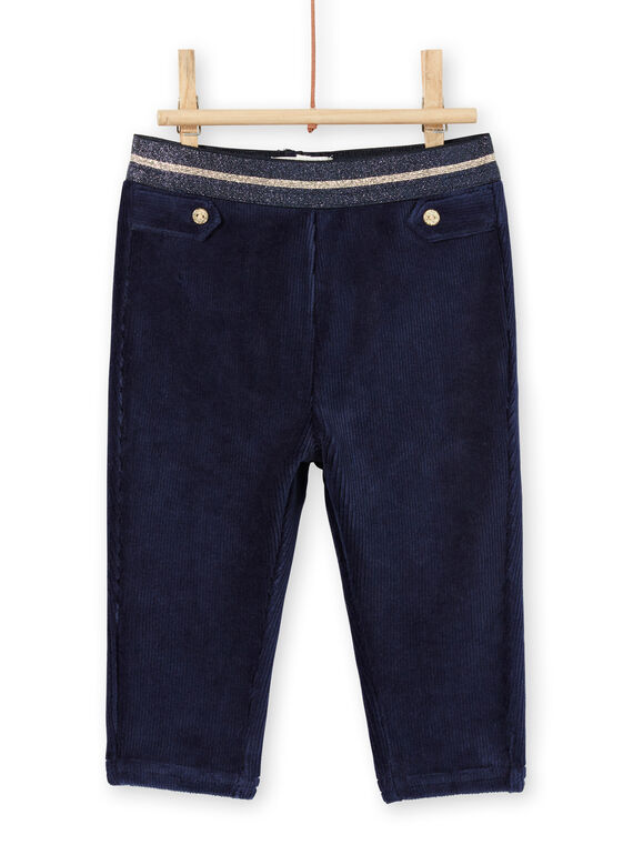 Pantalón azul marino de pana con detalles dorados para bebé niña MIMIXPAN / 21WG09J1PAN070