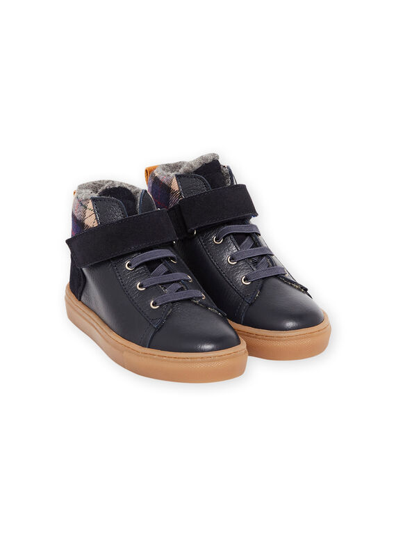 Zapatillas altas forradas de color azul marino para niño MOBASCHAUD / 21XK3681D3F070