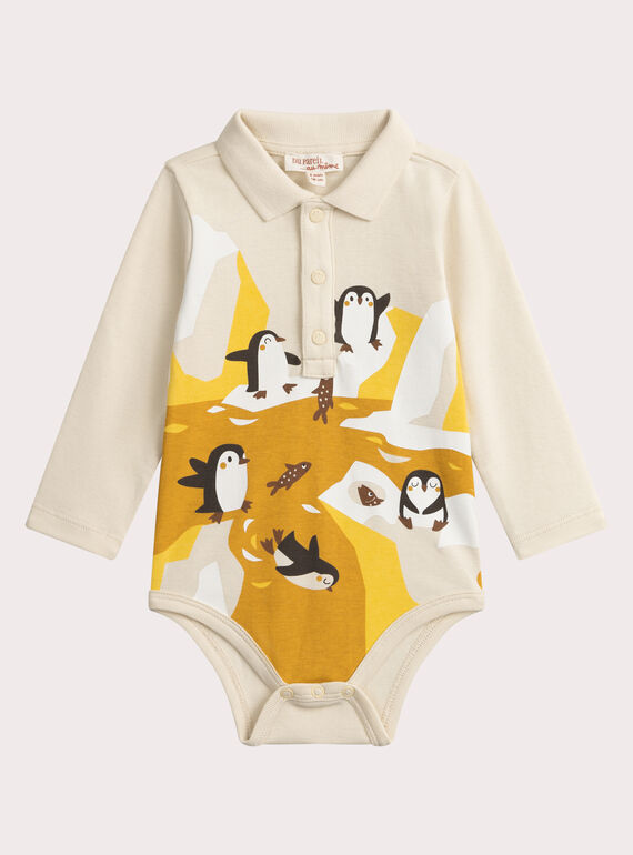 Body de manga larga con animación de pingüino para bebé  VUBABOD / 24WG10Q1BOD009