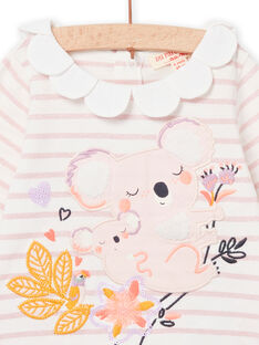 Camiseta de rayas con cuello de flor y estampado de koala para bebé niña NIMOBRA / 22SG09N1BRAD327