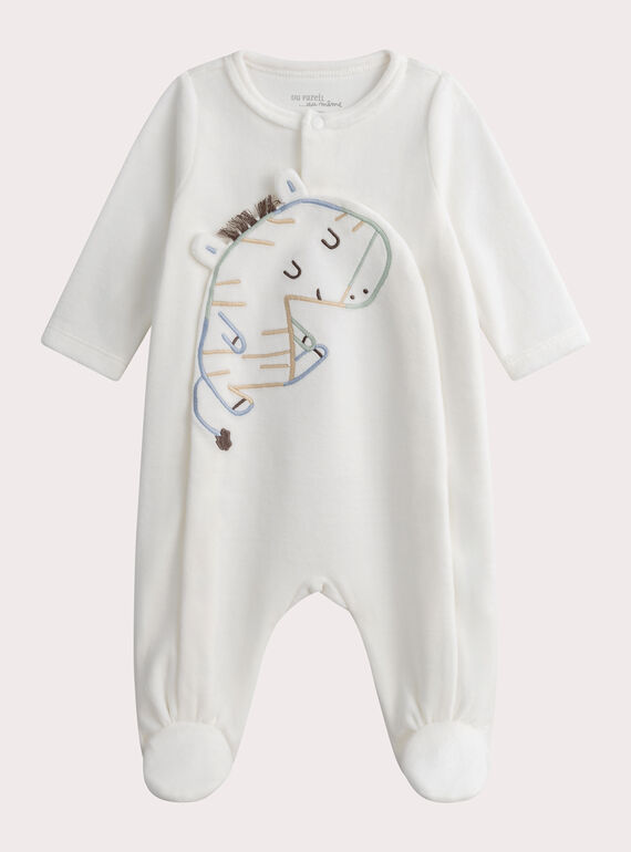 Pelele de terciopelo color crudo con estampado de cebra WOU1GRE4 / 25SF0471GRE005