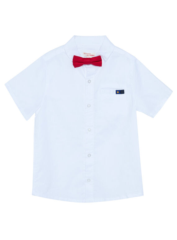 Camisa de manga corta lisa de color blanco y pajarita de color rojo para niño JOWESHIRT / 20S90292CHM000