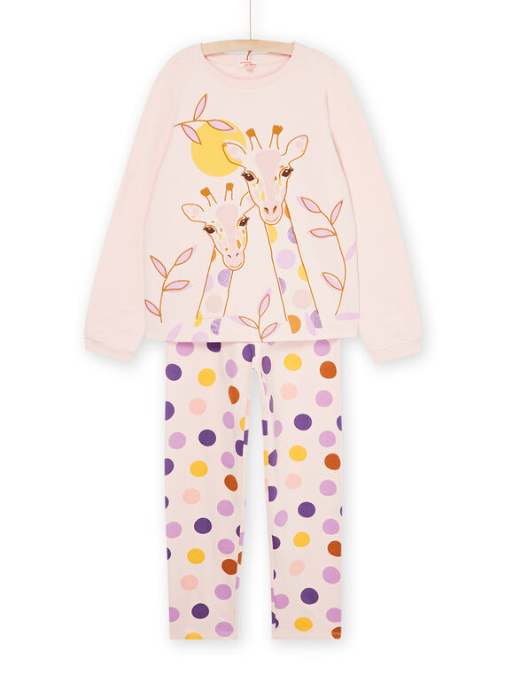 Pijama de color rosa empolvado con estampado de jirafas y lunares REFAPYJGIR / 23SH1154PYJD327
