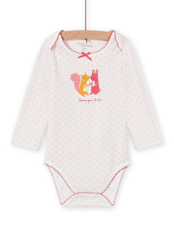 Body blanco de lunares con estampado animal para bebé niña MEFIBODAMI / 21WH13C5BDL001