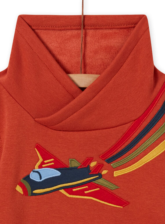 Sudadera naranja con estampado de avión colorido para niño MOCOSWE / 21W902L1SWE408