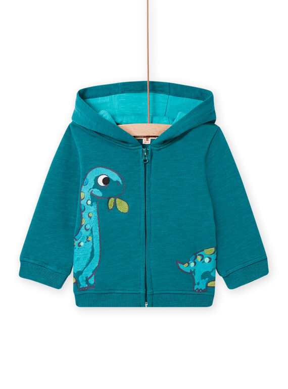 Cárdigan de color azul pato con estampado de dinosaurio para bebé niño NUGAGIL / 22SG10O1GIL714