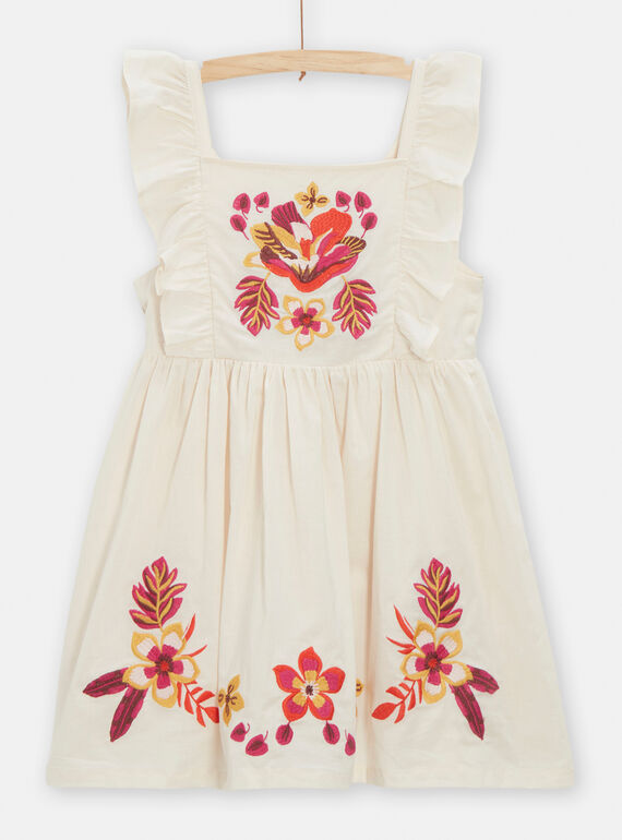 Vestido halter niña bordado floral crudo oscuro TALIROB2 / 24S901T1ROB003