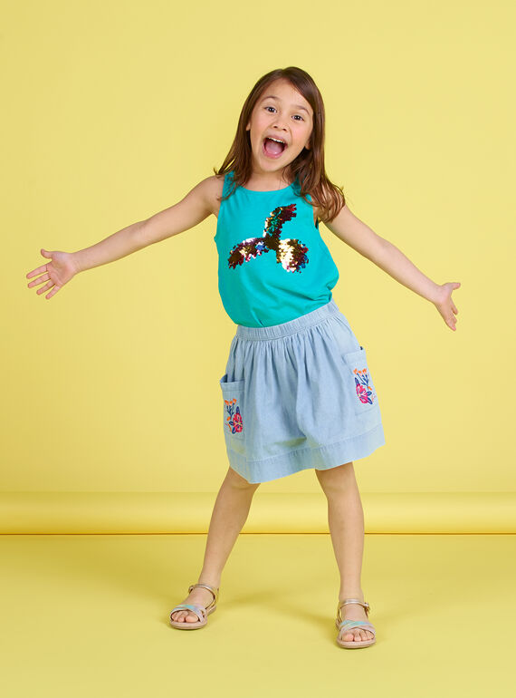Camiseta de tirantes con estampado de loro y lentejuelas mágicas JAMARDEB / 20S901P1DEB629