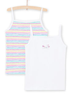 Pack de 2 camisetas de tirantes de color blanco y multicolor a juego para niña MEFADELIC / 21WH11B1HLI000