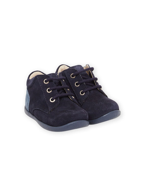 Botines bicolor de piel de serraje azul PUBOTIBICO / 22XK3875D0F070