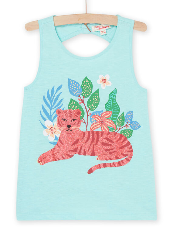 Camiseta de tirantes turquesa con estampado de tigre RABALDEB / 23S901W1DEBC215