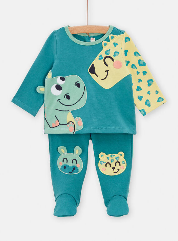 Pijama turquesa con dibujo de animales para bebé niño TEGAPYJCOP / 24SH1442PYJG603