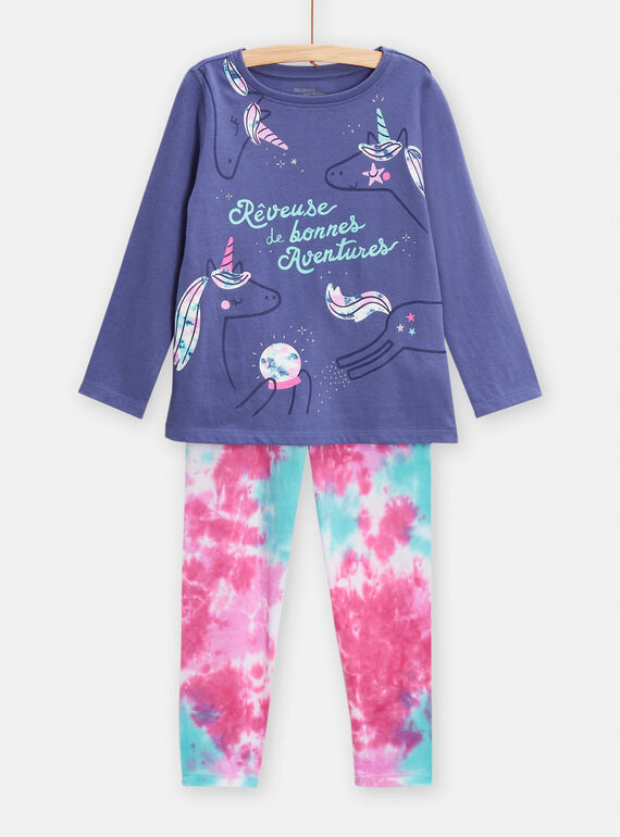 Pijama fosforescente con dibujo de unicornio para niña TEFAPYJREV / 24SH1147PYJC202
